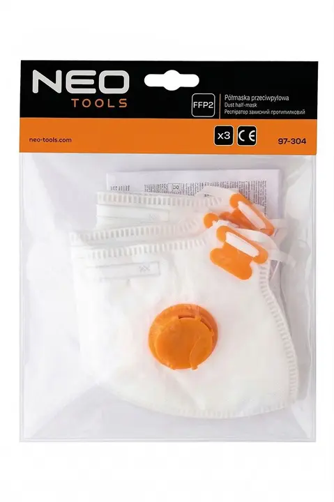Katlanır yarım maske FFP2, ventilli, 3 adet, CE