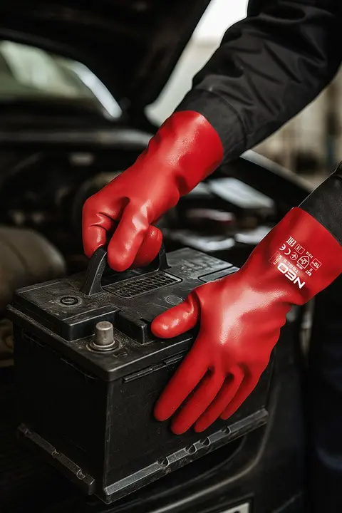 Uzun manşetli güvenlik eldiveni, PVC kaplı, 3121X, 10 numara