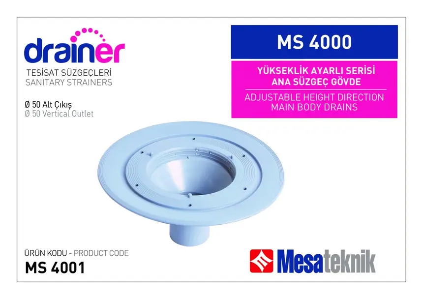 MS 4000 Yükseklik Ayarlı Ana Süzgeç Gövdesi