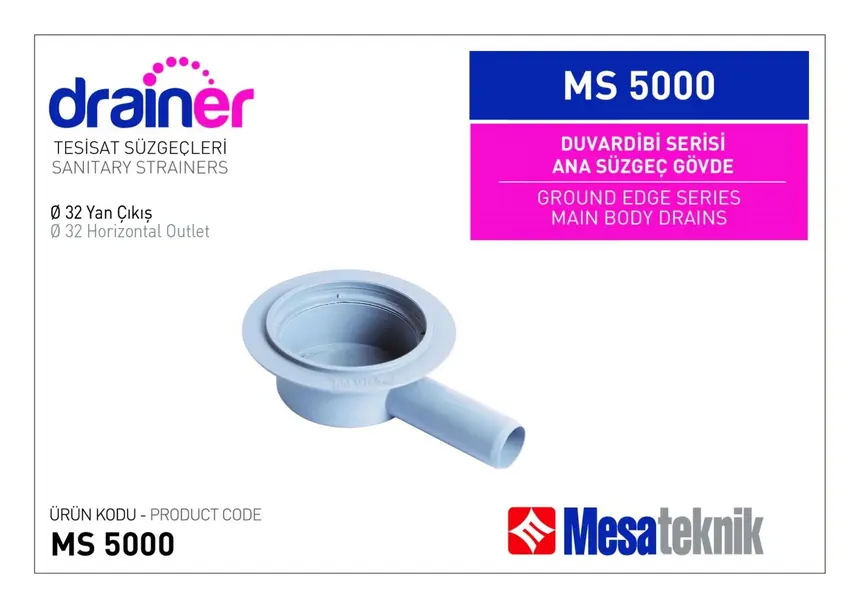 MS 5000 Wall-Edge Series Main Drain Body