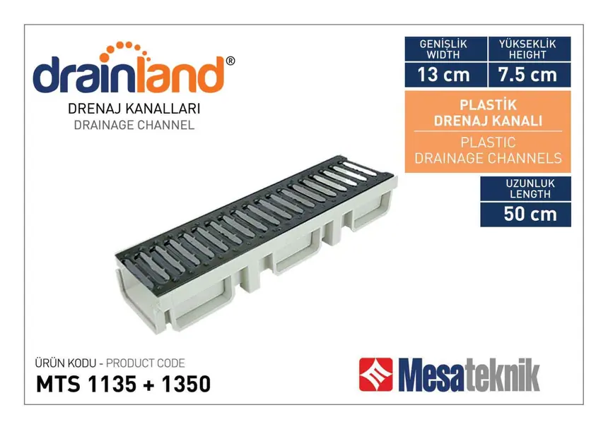 MTS 1035 Genişlik 130 mm Derinlik 75 mm Uzunluk 50 cm