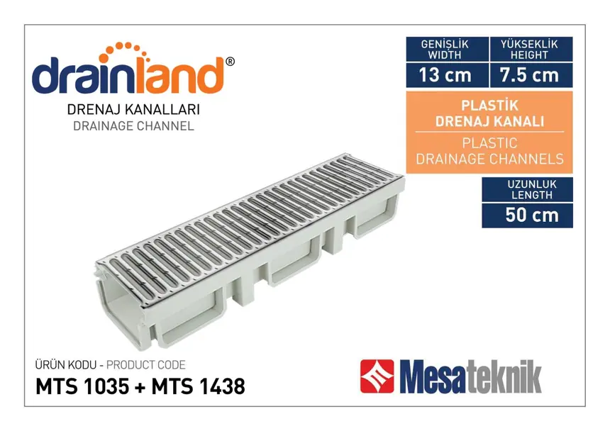 MTS 1035 Genişlik 130 mm Derinlik 75 mm Uzunluk 50 cm