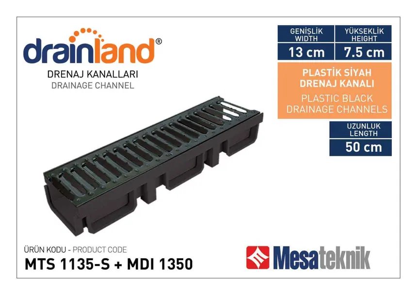 MTS 1035-S Width 130 mm Depth 75 mm Length 50 cm Black Colour
