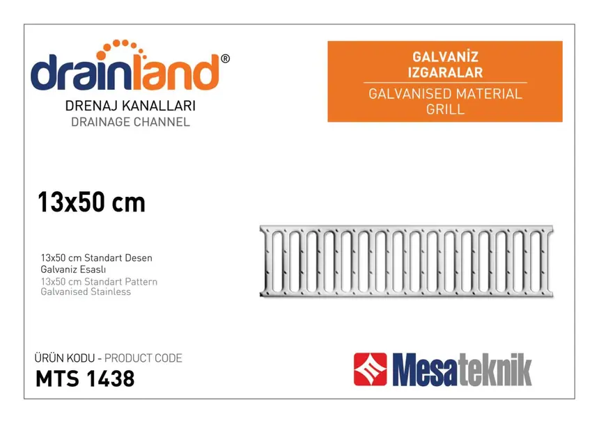 13 cm Genişlik 50 cm Uzunluk Paslanmaz ve Galvaniz Izgaralar
