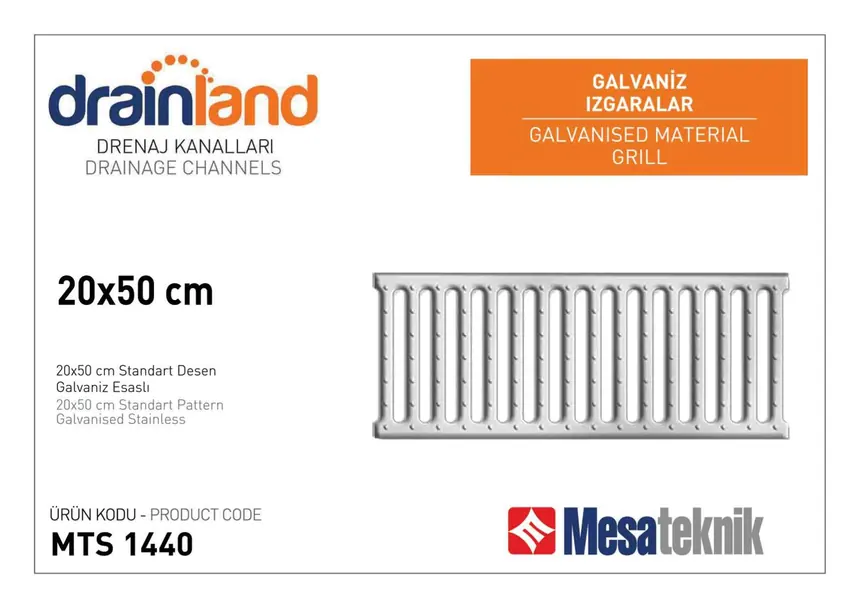 20 cm Width 50 cm Length Stainless & Galvanized Gratings