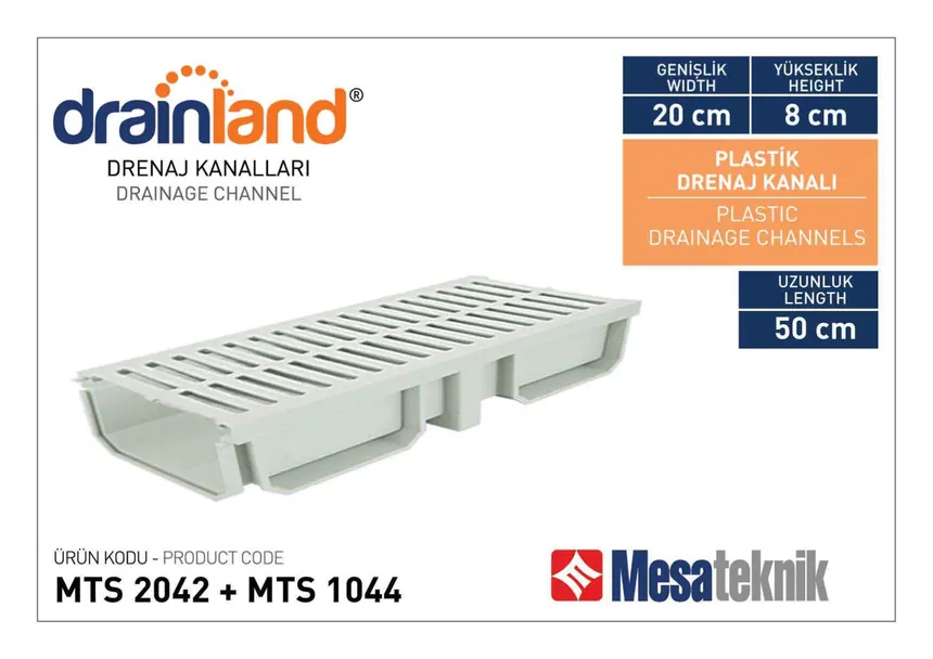 MTS 2042 Genişlik 20 cm Derinlik 8 cm Uzunluk 50 cm