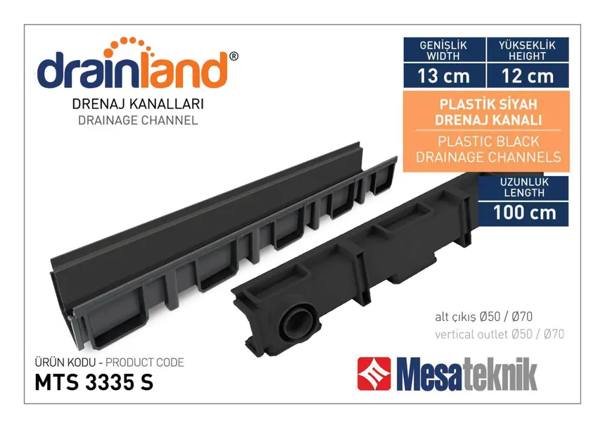 MTS 3235-S Genişlik 130 mm Derinlik 120 mm Uzunluk 100 cm Siyah Renk