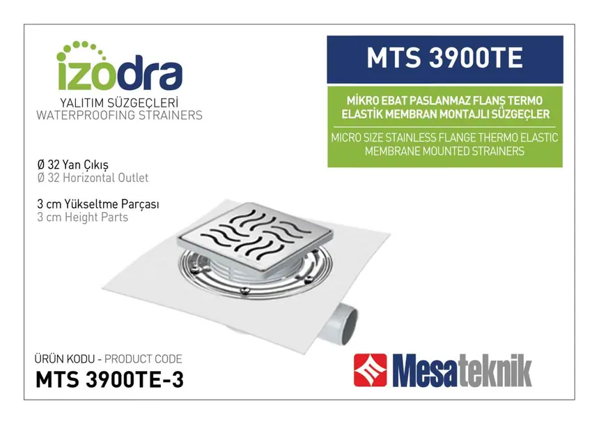 MTS 3900TE Thermo-Elastic Membrane Stainless Flange Mounted Drain Systems Micro Size