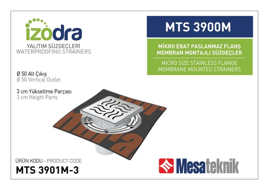 MTS 3900M Stainless Flange Membrane-Mounted Drain Systems Micro Size