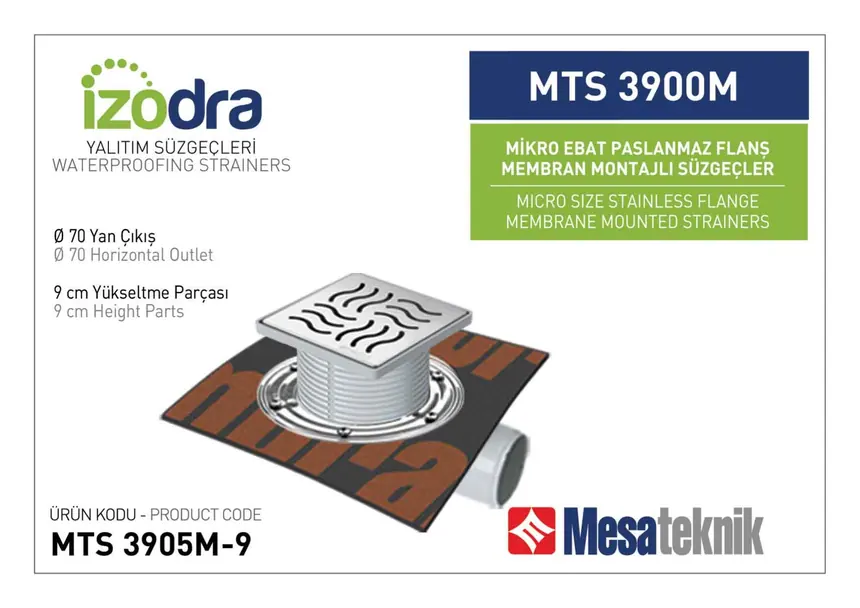 MTS 3900M Paslanmaz Flanş Membran Montajlı Süzgec Sistemleri Mikro Ebat