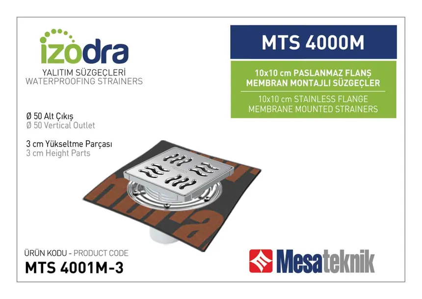 MTS 4000M Stainless Flange Membrane-Mounted Drain Systems 10 cm