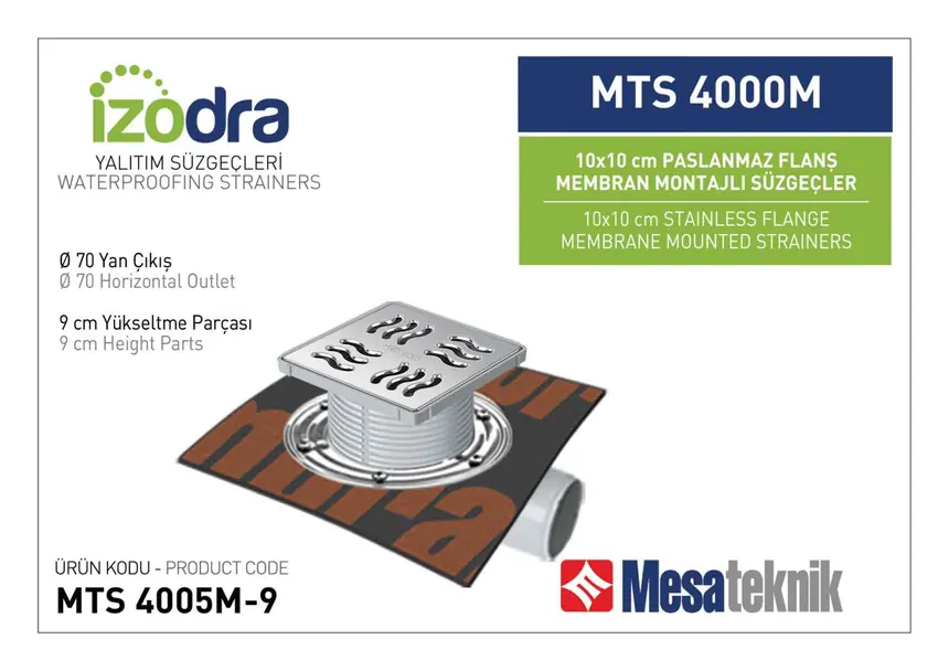 MTS 4000M Paslanmaz Flanş Membran Montajlı Süzgec Sistemleri 10 cm