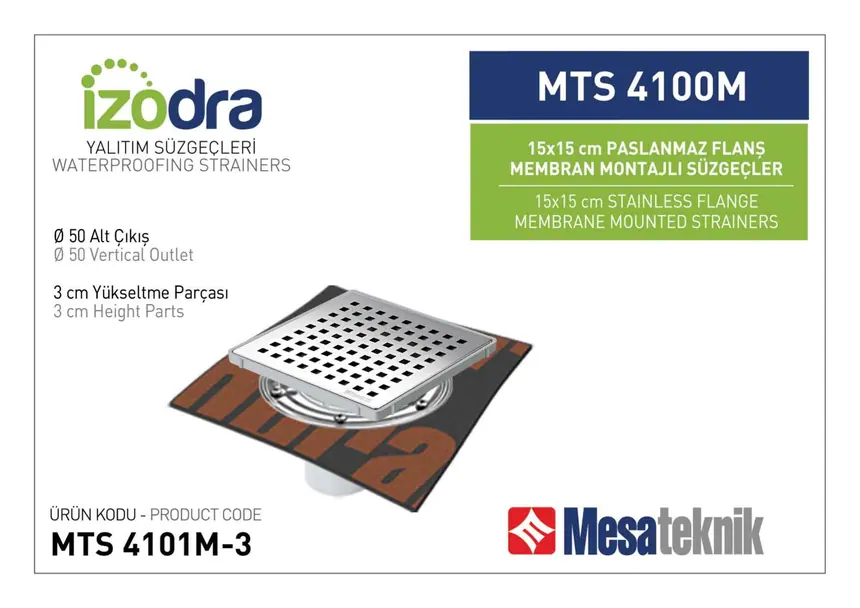 MTS 4100M Stainless Flange Membrane-Mounted Drain Systems 15 cm