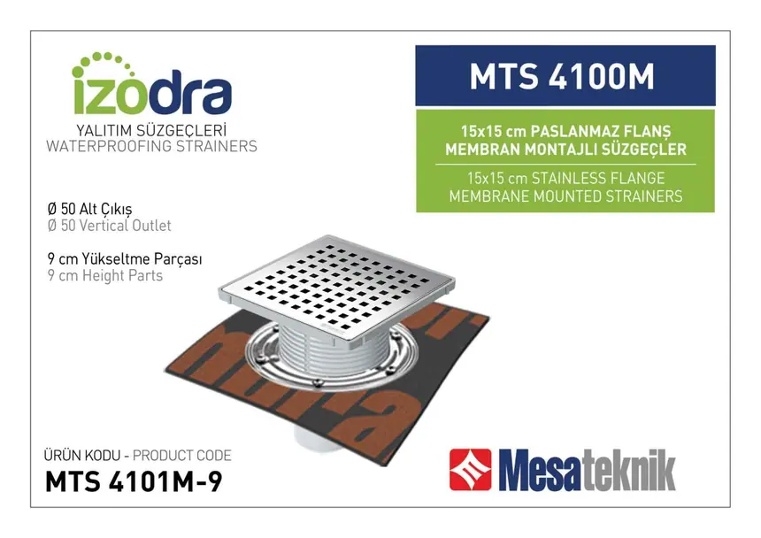 MTS 4100M Stainless Flange Membrane-Mounted Drain Systems 15 cm