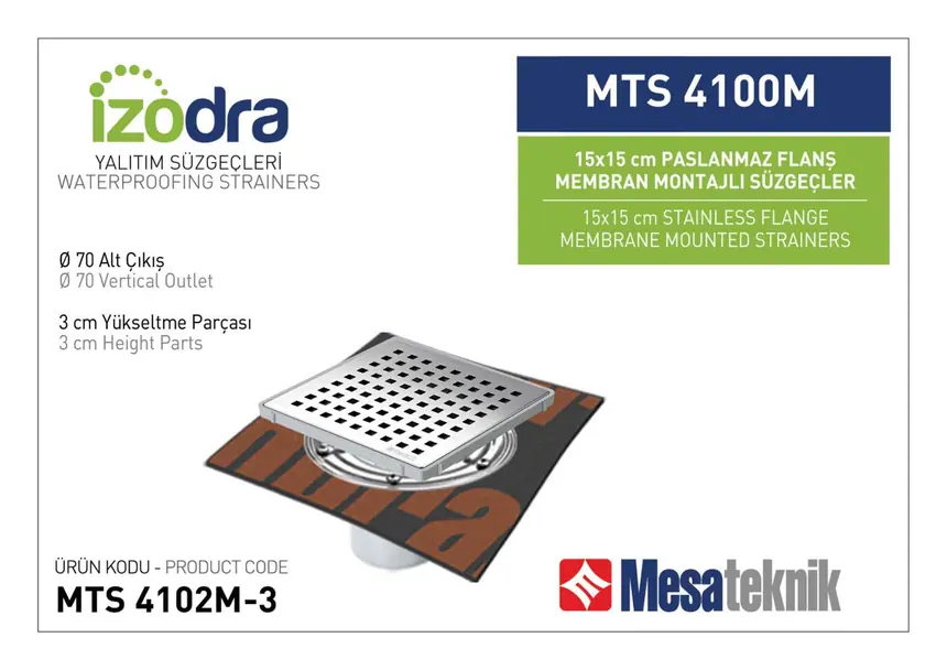 MTS 4100M Stainless Flange Membrane-Mounted Drain Systems 15 cm
