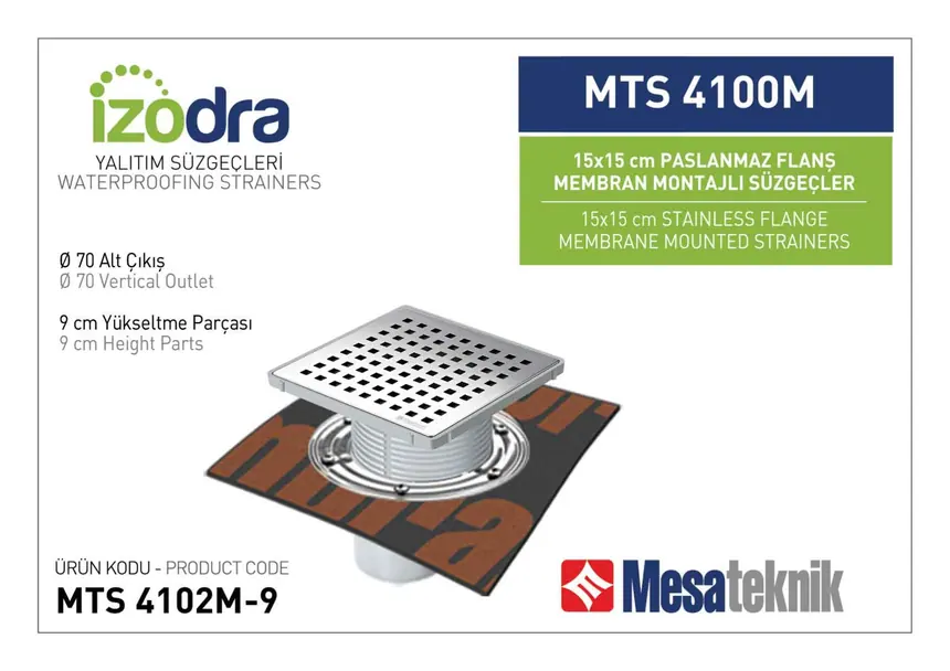 MTS 4100M Stainless Flange Membrane-Mounted Drain Systems 15 cm