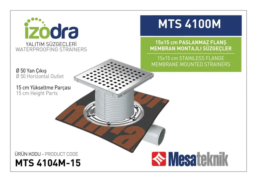 MTS 4100M Stainless Flange Membrane-Mounted Drain Systems 15 cm