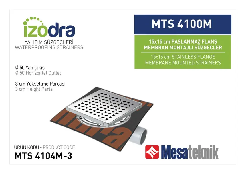 MTS 4100M Stainless Flange Membrane-Mounted Drain Systems 15 cm