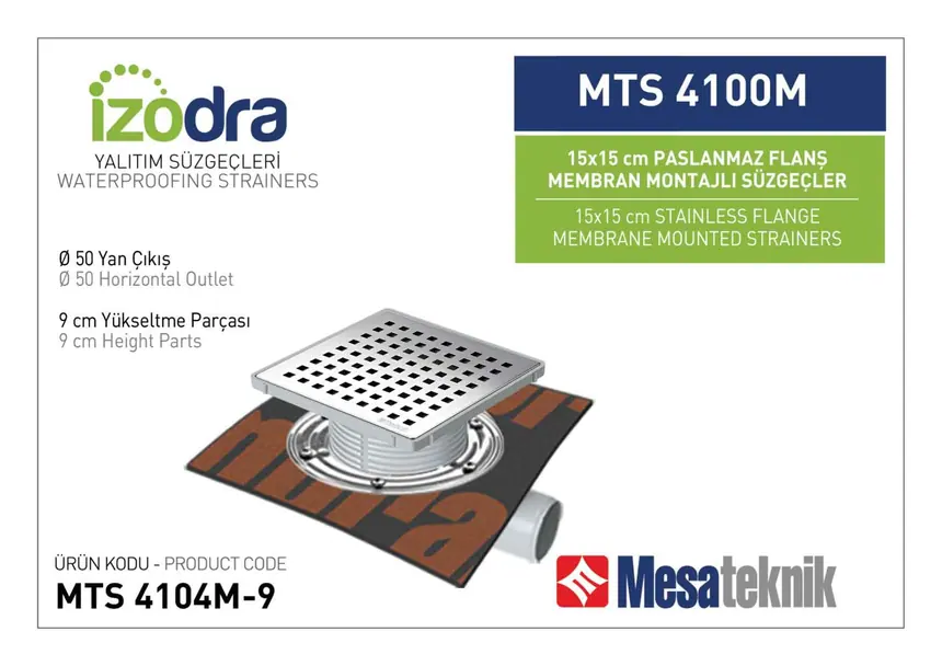 MTS 4100M Stainless Flange Membrane-Mounted Drain Systems 15 cm