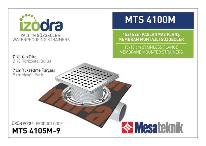 MTS 4100M Stainless Flange Membrane-Mounted Drain Systems 15 cm