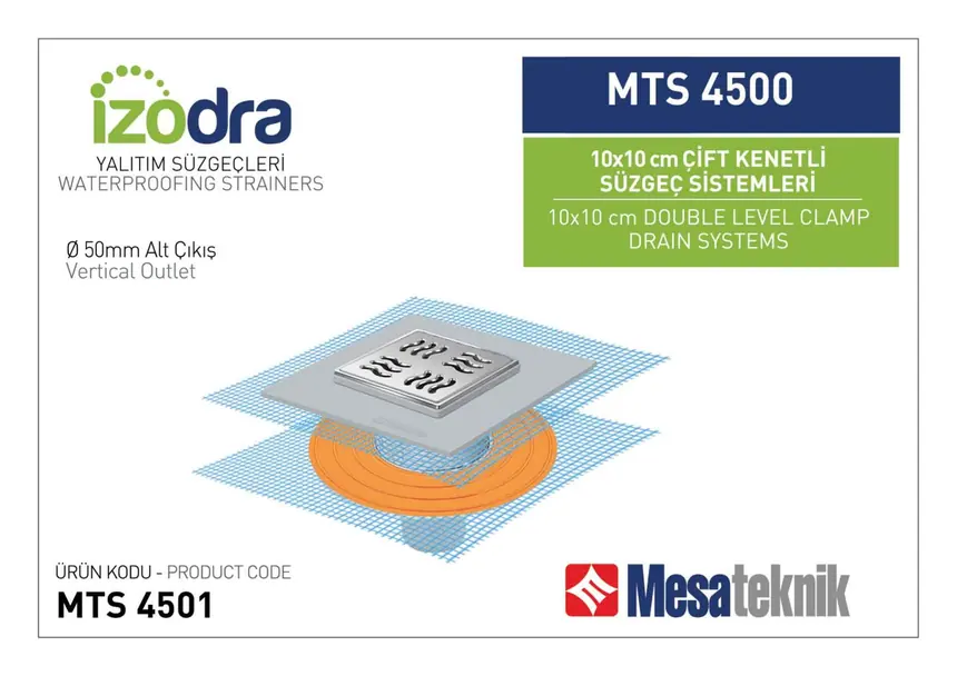 MTS 4500 Double-Clamp Drain Systems 10x10 cm