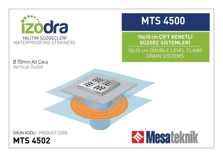 MTS 4500 Double-Clamp Drain Systems 10x10 cm