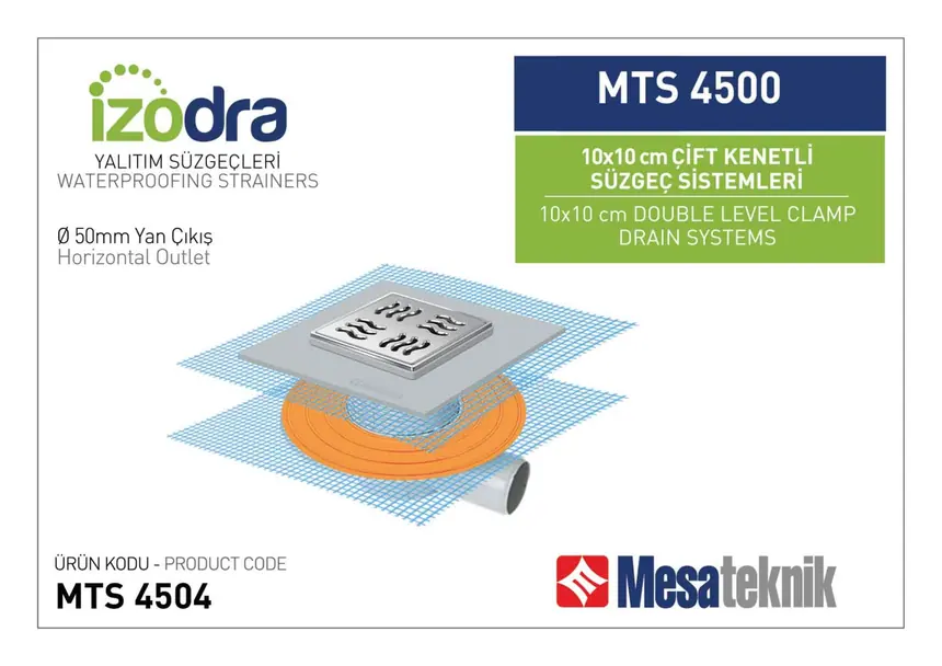 MTS 4500 Double-Clamp Drain Systems 10x10 cm
