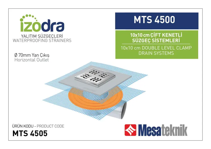 MTS 4500 Double-Clamp Drain Systems 10x10 cm
