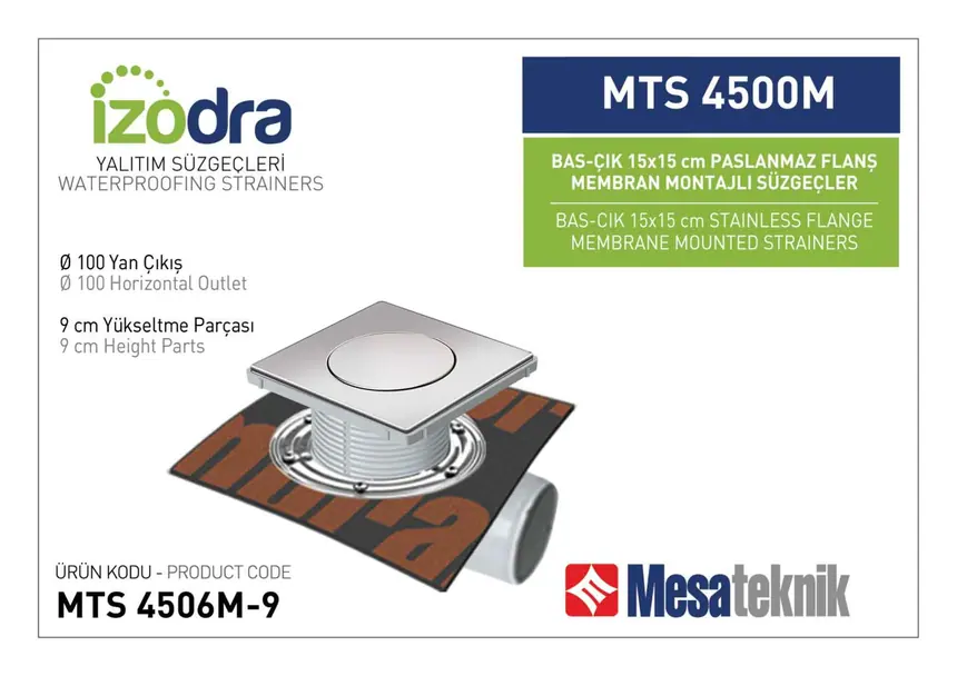 MTS 4500M Paslanmaz Flanş Membran Montajlı Süzgec Sistemleri 15 cm BasÇık