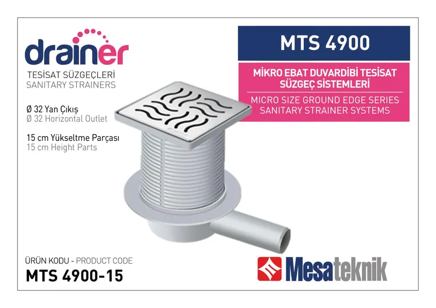 MTS 4900 Mikro Ebat Duvardibi Tesisat Süzgeç Sistemleri