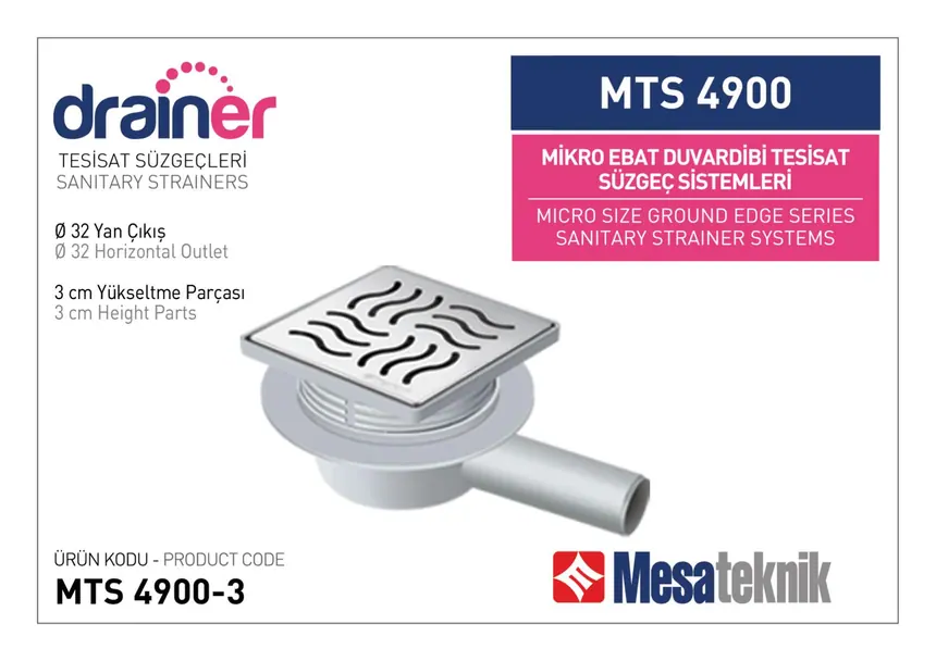 MTS 4900 Micro Size Wall-Edge Plumbing Drain Systems