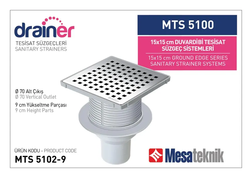 MTS 5100 15 cm Duvardibi Tesisat Süzgeç Sistemleri