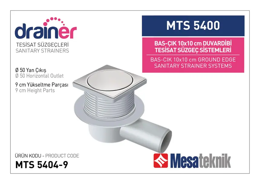 MTS 5400 10 cm BasÇık Duvardibi Tesisat Süzgeç Sistemleri