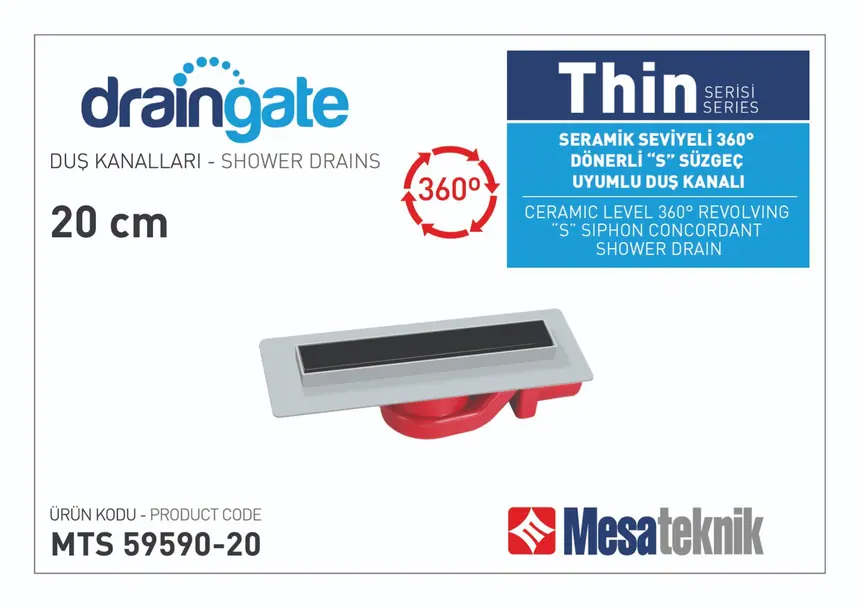 MTS 59590 Thin Serisi 360º Dönerli S Süzgeç Uyumlu Gri Gövde