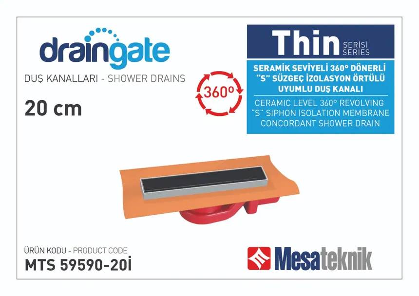 MTS 59590I Thin Series 360° Rotatable S Drain Compatible Insulation Membrane-Covered