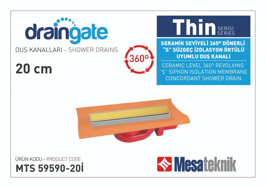 MTS 59590I Thin Series 360° Rotatable S Drain Compatible Insulation Membrane-Covered