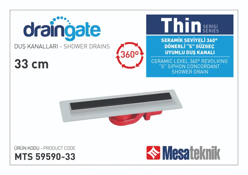 MTS 59590 Thin Serisi 360º Dönerli S Süzgeç Uyumlu Gri Gövde