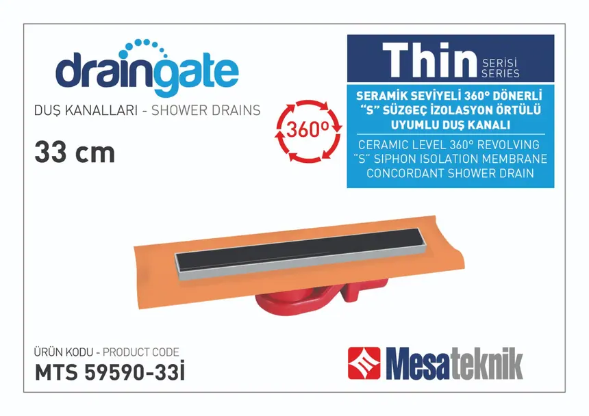 MTS 59590I Thin Series 360° Rotatable S Drain Compatible Insulation Membrane-Covered