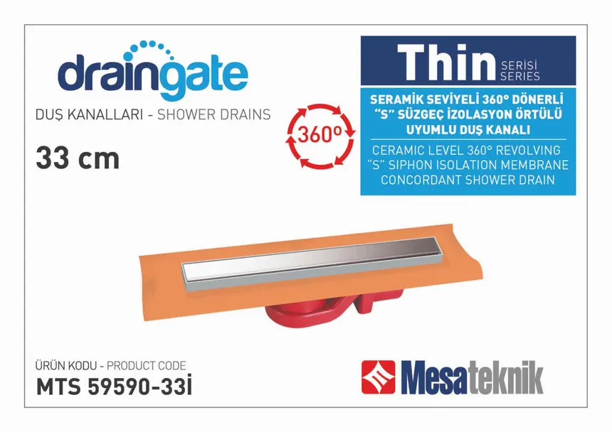 MTS 59590I Thin Series 360° Rotatable S Drain Compatible Insulation Membrane-Covered