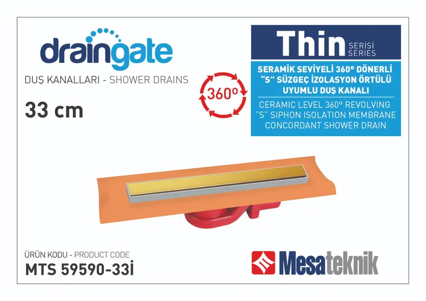 MTS 59590I Thin Series 360° Rotatable S Drain Compatible Insulation Membrane-Covered