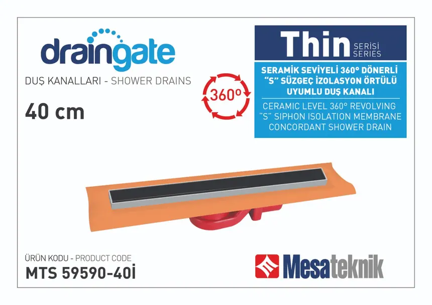 MTS 59590I Thin Series 360° Rotatable S Drain Compatible Insulation Membrane-Covered