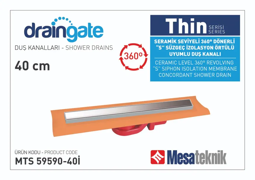 MTS 59590I Thin Series 360° Rotatable S Drain Compatible Insulation Membrane-Covered