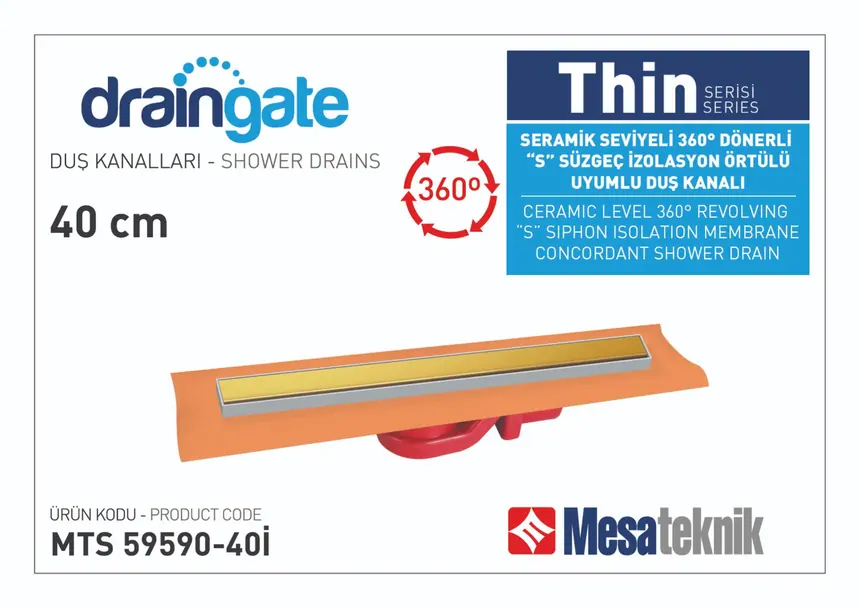 MTS 59590I Thin Series 360° Rotatable S Drain Compatible Insulation Membrane-Covered