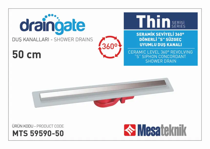 MTS 59590 Thin Serisi 360º Dönerli S Süzgeç Uyumlu Gri Gövde