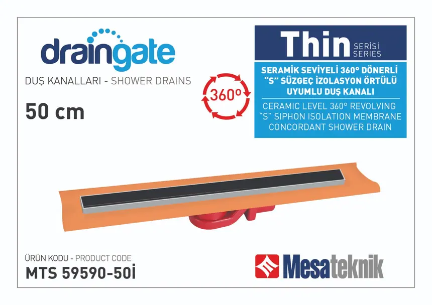 MTS 59590I Thin Series 360° Rotatable S Drain Compatible Insulation Membrane-Covered