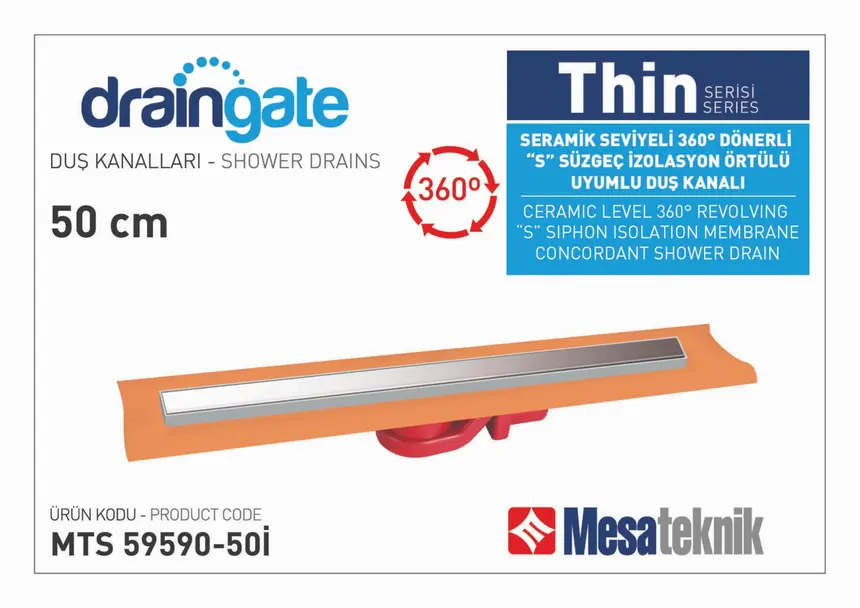 MTS 59590I Thin Series 360° Rotatable S Drain Compatible Insulation Membrane-Covered