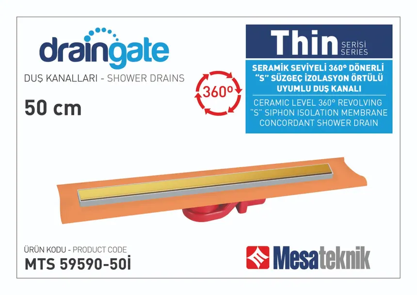 MTS 59590I Thin Series 360° Rotatable S Drain Compatible Insulation Membrane-Covered