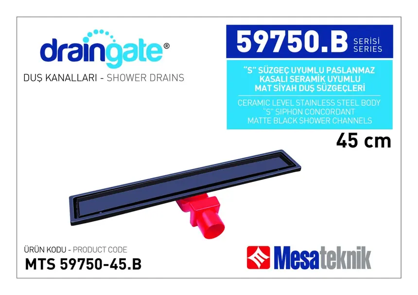 MTS 59750B S Sifon Uyumlu Seramik Montajlı Seri Mat Siyah Kaplama