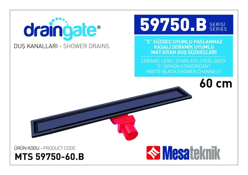 MTS 59750B S Sifon Uyumlu Seramik Montajlı Seri Mat Siyah Kaplama