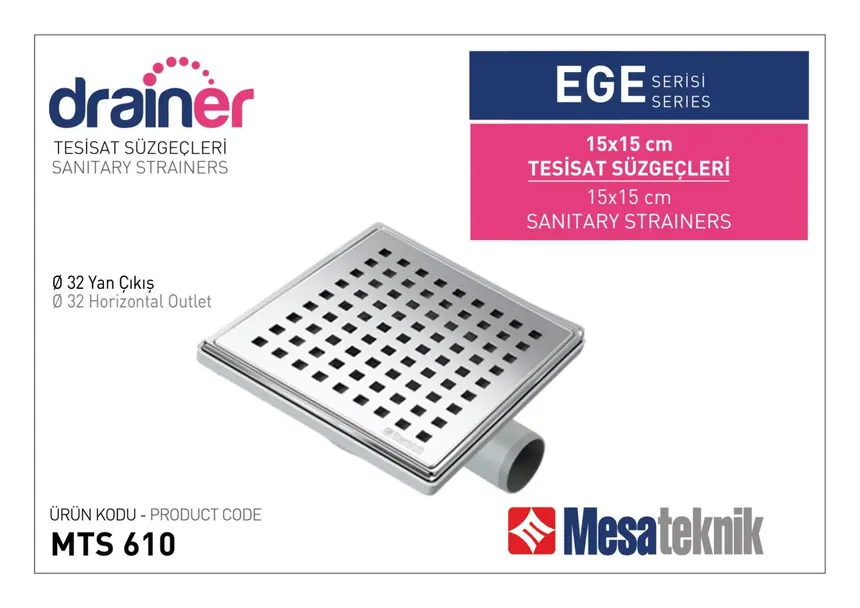 MTS 610 Ege Series 15 cm Plumbing Drain